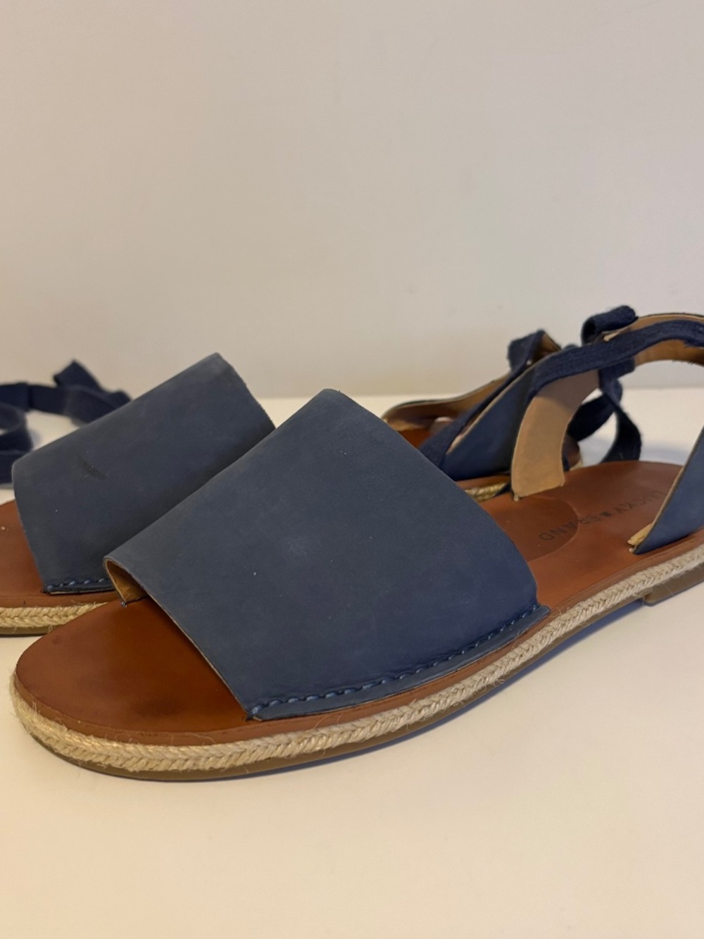 Lucky Brand Open Toe Espadrille Slingback Ankle Tie Sandals Blue Womens Size 9.5